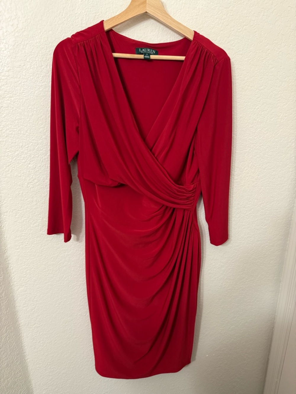 Ralph Lauren Red Long-Sleeve Wrap Dress
